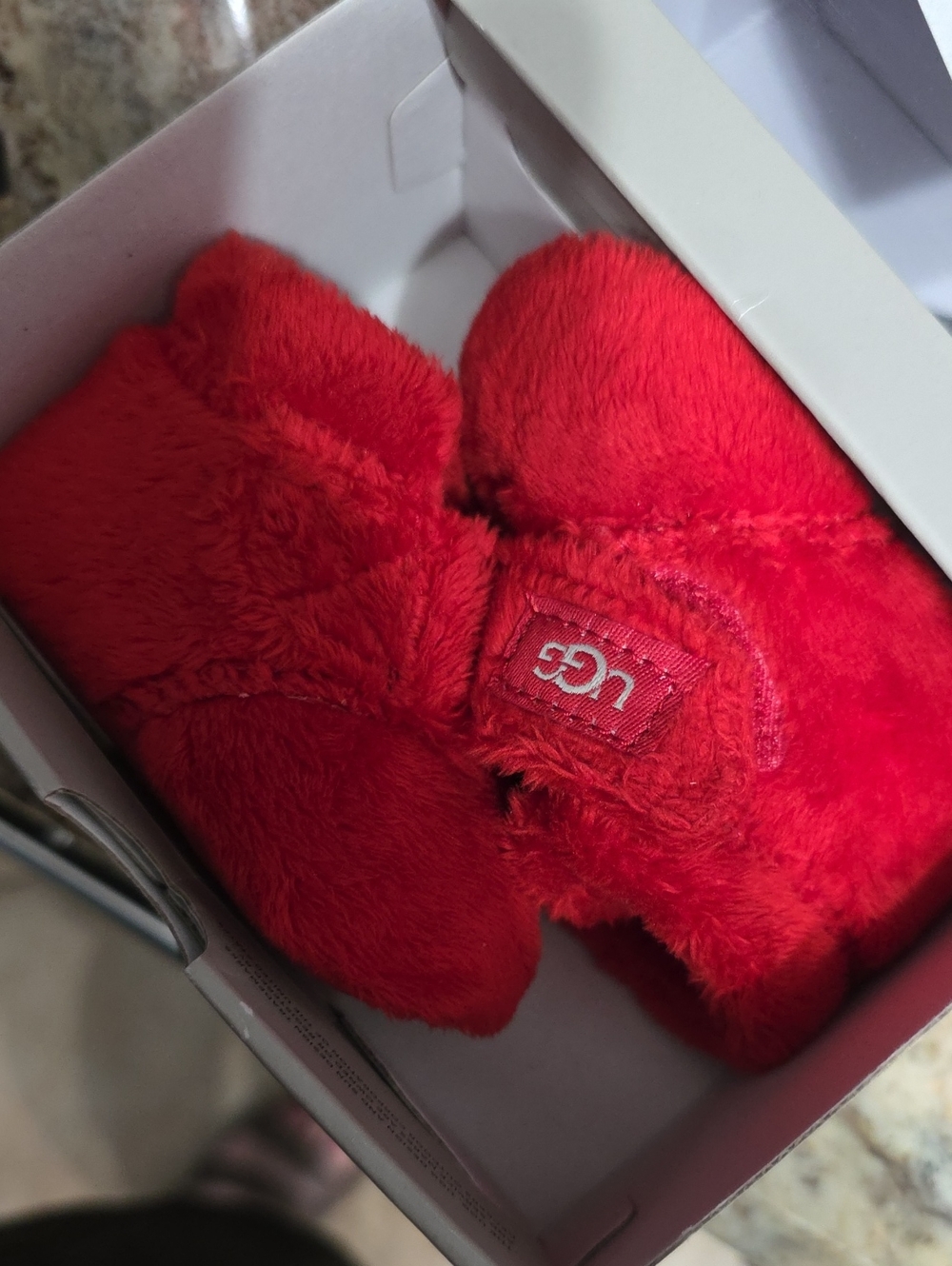 UGG Bright Red Plush Baby Shoes